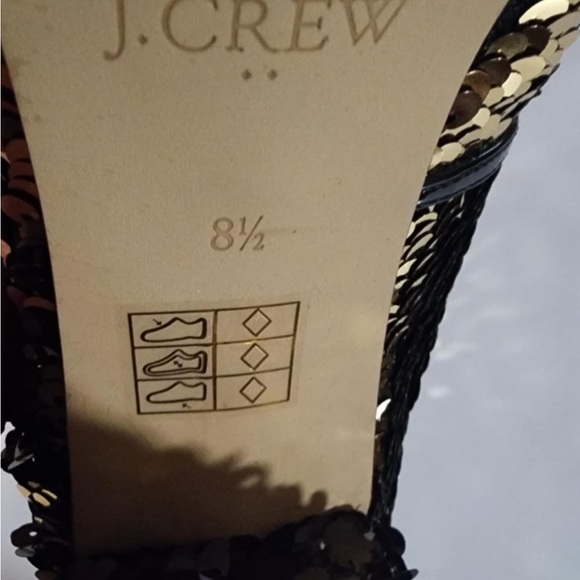 JCrew Factory Size 8.5 Gold Black Sequins Heels Pump 5 EUC ** - Picture 4 of 9